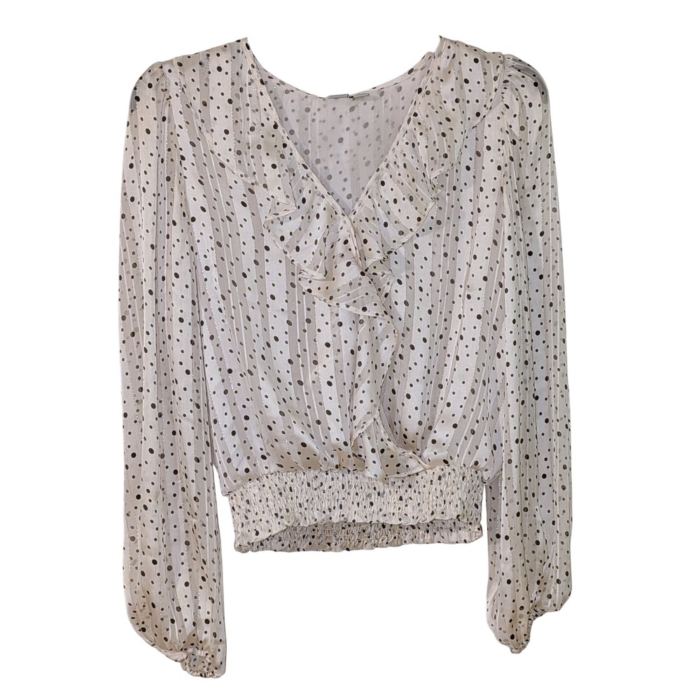 Joie‎ Polka Dot Ruffle Long Sleeve Blouse XS NWT $60